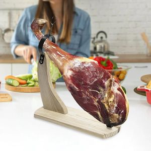 Rangement de cuisine Stand de jambon en bois Cutter stable de la grille durable pour trancher Acacia sculpture de sculpture espagnole barbecue