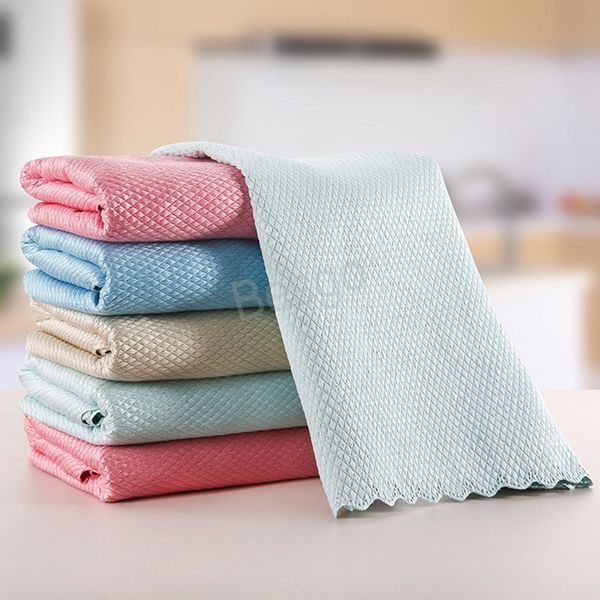 Table de cuisine chiffons de nettoyage maison vaisselle verre voiture propre serviettes super absorbant microfibre écailles de poisson essuyer chiffon BH5479 WLY