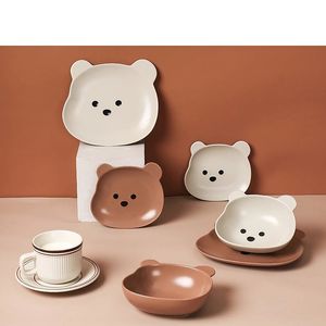 Keuken Servies Kawaii Borden voor Voedsel Schattige Beer Huishoudelijke Plastic Friut Snack Plaat Saus Schotel Borden Kerstcadeaus