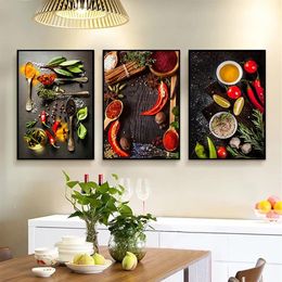 Keuken Thema Kruiden en Specerijen Fruit Posters en Prints Canvas Schilderijen Restaurant Wall Art Pictures voor Woonkamer Home Decor C189e