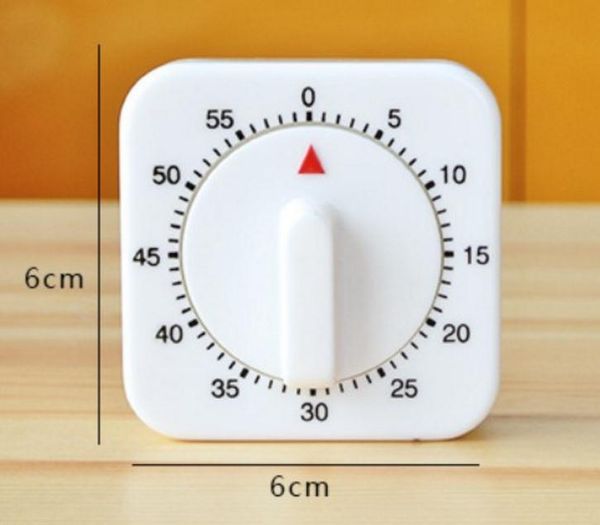 Minuterie de cuisine compte à rebours alarme rappel chaud 60 Minutes blanc carré minuterie mécanique pour cuisine SN285