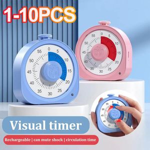 Kookwekkers 1-10 stuks 2 in 1 visuele timer Bureau-aftelklok 60 minuten afteltimer Tijdbeheer met stille werking voor onderwijs 231216