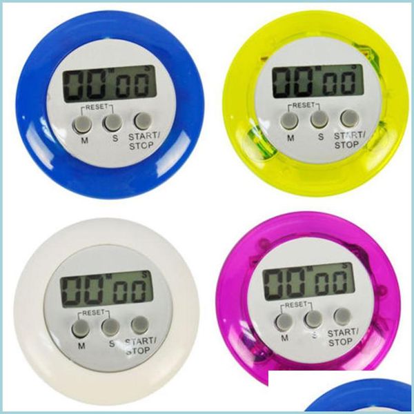 Temporizadores de cocina Temporizador de cocina Alarma digital Temporizadores de cocina Gadgets Mini Pantalla LCD redonda linda Herramientas de cuenta regresiva Batería instalada con Dhixx