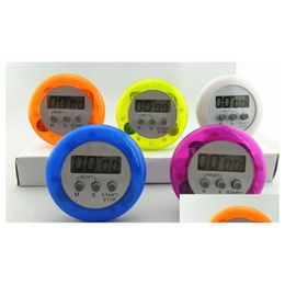 Kookwekkers Digitale kookwekker Helper Mini LCD Aftelclip Alarm Rond Vijf kleuren Voor selectie Drop Delivery Huis Tuin K Dhs6H