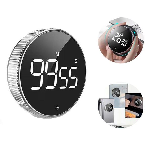 Temporizadores de cocina Temporizador giratorio Led Imán silencioso Reloj despertador Herramienta de recordatorio de ejercicio de belleza Entrega de gota Hogar Jardín Comedor Bar Dhmxm