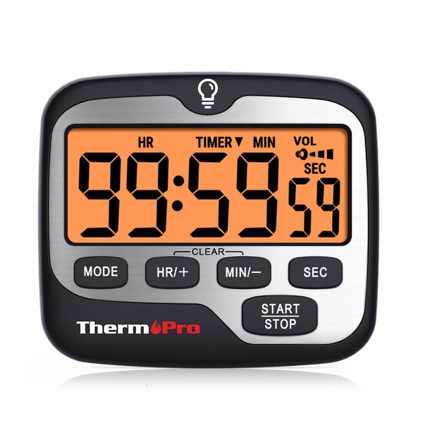 Minuteries de cuisine ThermoPro TM01 Cuisson numérique avec grand écran rétroéclairé Compte à rebours et compte à rebours Mode horloge 12/24H 221122