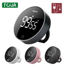 Keuken Timers USB Oplaadbare Magnetische LED Digitale Timer Handmatige Countdown Wekker Stopwatch Voor Koken Fitness Studeren 230721