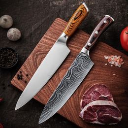 Outil de cuisine couperet à viande forgé Chef LNIFE 5CR15 acier inoxydable EAMASCUS Laser couteaux japonais 232m