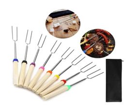 Outils de cuisine 32 pouces barbecue à fourche en acier inoxydable Marshmallow Stick Stick Télescoping Smores Bargon pour chien BBQ PicNIC CAM6844218