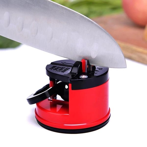 Herramientas de cocina Afilador de cuchillos Cuchillo de seguridad Tijeras Cuchilla Piedra para afilar con ventosa fija Suministros para el hogar Rojo Verde Inventario al por mayor