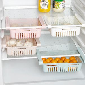 Herramientas de cocina, caja de almacenamiento retráctil de plástico para refrigerador, estante para cajón, cesta para conservar alimentos, estante de clasificación de almacenamiento extraíble multifuncional LT0185