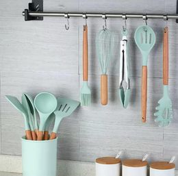 Herramientas de cocina, utensilios de cocina de silicona, juegos de 12 piezas, espátula antiadherente, utensilios de cocina, juego de espátula para cocinar