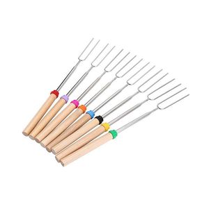 Keukengereedschap Roestvrij staal BBQ Vork Marshmallow Roosting Sticks Uitbreiding Broaster Telescoping SN2579