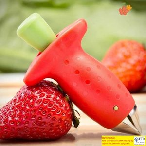 Keukengereedschap Aardbei Peeling Knife Roestvrijstalen apparaat Tomatenblad Picking Kern Huis Handig Rood Milieu-