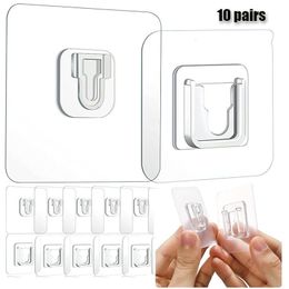 Ganchos para toallas de cocina, 10 pares, colgador de pared adhesivo de doble cara, gancho de almacenamiento con ventosa transparente impermeable para baño 230919