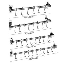 Crochets pour serviettes de cuisine Porte-ustensiles mural Rail de suspension en acier inoxydable avec 6 8 10 Amovible P82C 230710