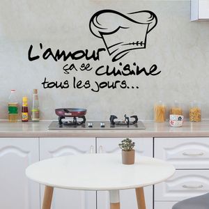 Autocollant mural de cuisine salle à manger décoration citation amour cuisine vinyle décalcomanies Restaurant autocollants français décalcomanie cuisinier