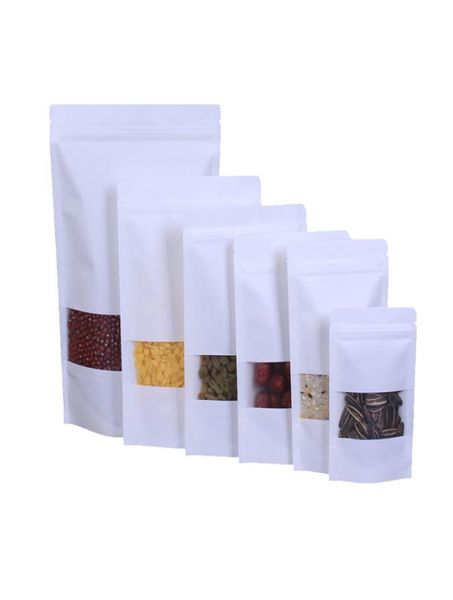 Cuisine Sacs en papier kraft blanc sac auto-scellant snack bonbons sacs d'emballage alimentaire sac de rangement Stand Up emballage sac scellé 90529772985