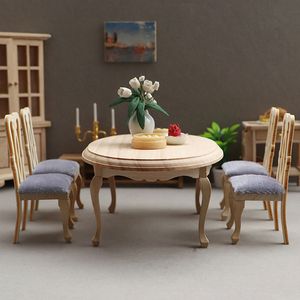 Cuisines Jouer Nourriture 1 12 Dollhouse Miniature En Bois Table À Manger Chaise Ensemble Simulation Meubles Modèle Jouet Pour Dollhouse Restaurant Décoration 230713