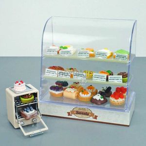 Keukens spelen voedsel 1 12 Schaal Dollhouse Miniature Cake Store Decoratie Bakery Stand Display Food Set Model Play Huis voor Girl Gift Kitchen Toy 2443