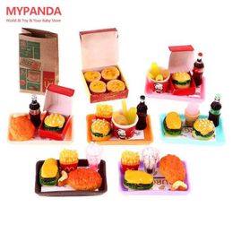 Kitchens Play Food 1 Mini Doll House Hamburger Cola Cup Fast Food Doll House House Ice Accessory Toy D240525