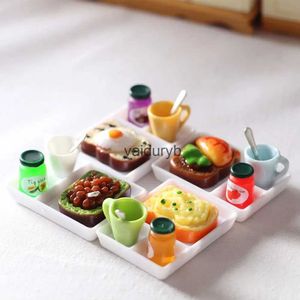 Cuisines jouer à la nourriture 1 ensemble d'articles miniatures pour maison de poupée pain grillé petit déjeuner Mini trucs assiette de confiture tasse cuillère OB11 1/6 BJD poupées Housevaiduryb