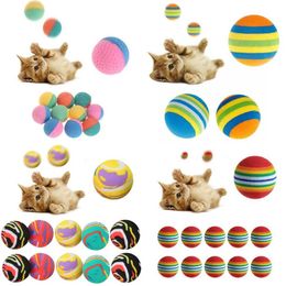 Kitchens Play Food 10 pieces/set Rainbow Ball Pet Toys EVA Soft Interactive Cat Dog Little Cat Play Fun Colorful Gift Chewing Ball Pets S24516