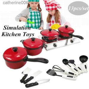 Kitchens Play Food 13 pièces/ensemble enfants cuisine jouets ustensiles de cuisine enfants semblant jouer cuisinier jouet Simulation ustensiles de cuisine ensemble enfants cadeau L231026