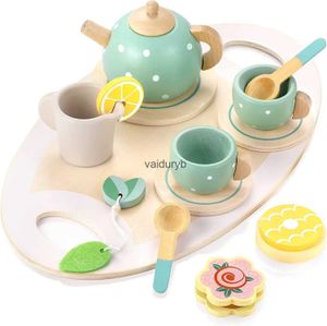 Cuisines jouer à la nourriture 15 pièces jouets à thé en bois semblant jouer accessoires de cuisine ensemble de jeu alimentaire pour enfants thé Partyvaiduryb