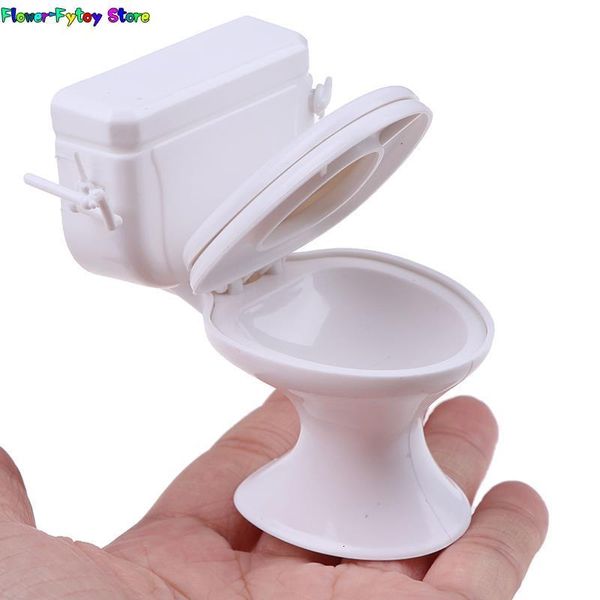 Cocinas Play Food 1pc muebles de casa de muñecas Vintage modelado de baño inodoro blanco casa muñeca en miniatura para bebé juguetes muñecos accesorios 230417