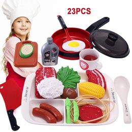 Cuisines jouer à la nourriture 22 23 pièces maison cuisine jouets Simulation ustensiles de cuisine éducation précoce rouge pour enfants fille cuisine 230830