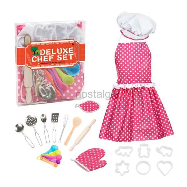 Kitchens Play Food 22pcs/Set Girls Kids Cooking Horcar Baking Set Chef Mitt Mitt Utensil para niños para niños.