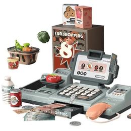 Cocinas Play Food 24 Unids / set Checkout Counter Role Pretend Play Cashier Electronic Mini Simulated Supermarket Cash Register Kits Toys Kids Girl Toy 230628