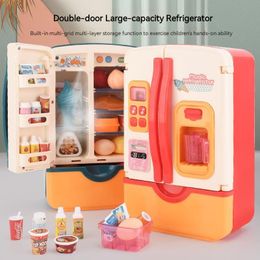 Cuisines Jouer Nourriture 30/39pcs Enfants Double Porte Jeu De Rôle Réfrigérateur Jouet Magic Spray Réfrigérateur Simulation Éducative Cuisine Jouet Enfant Cadeau D'anniversaire 230621