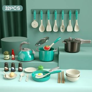 Cocinas Juego de comida 32 piezas Juego de cocina para niños Juego de juguetes de cocina con ollas Sartenes Utensilios de cocina Juego de roles Juguetes para niños y niñas 231211