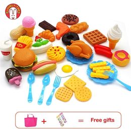 Cuisines Play Food 34pcs Enfants Cuisine Jouets Coupe En Plastique Fruits Légumes Crème Glacée Boisson Kit Kat Pretend Education Jouet Pour Enfants 221105