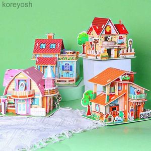 Keukens Spelen Voedsel 3D Papieren Kaart Puzzel Handgemaakte DIY Huis Villa Gebouw Puzzel Speelgoed voor Kleuterschool Onderwijs Kids giftL231104