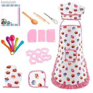 Keukens Play Food 4/11 Stuks Kinderen Koken Schort Handschoenen Hoed Set Roze Pasen Halloween Kind Chef Keuken bakken Tool Speelhuis SpeelgoedL231104