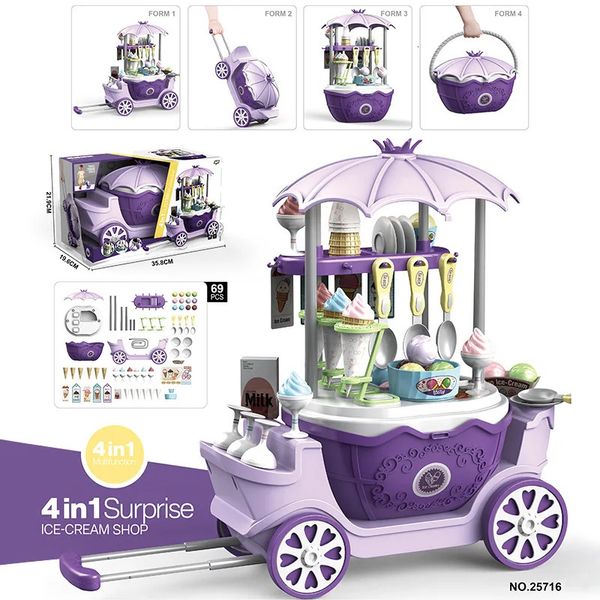 Cuisines jouer à la nourriture 4 en 1, jouet de crème glacée mignon, maison de jeu, chariot à bonbons, Simulation de maquillage, médecin, jouets de Shopping, voiture de princesse, cadeau pour enfants 231019