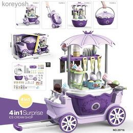 Keukens Speelvoedsel 4in1 Schattig Ijs Speelhuis Trolley Snoepkar Simulatie Make-up Medisch Station Winkelen Prinses Auto Speelgoed Voor Kinderen GiftL231104