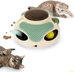 Les cuisines jouent à la nourriture 5-en-1 jouet de chat interactif utilisé pour les pads de massage des chats intérieurs récompensent les boules de jouets de chat d'alimentation lente et les jouets de chat électronique en plumes embusques S24516