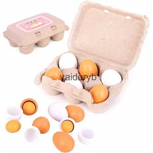 Küchen Spielen Essen 6 stücke Holz Eier Spielzeug Ei Küche Spielzeug Kinder Kochen Pretend Set für Baby Frühe Entwicklung lernenvaiduryb