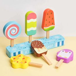 Kitchens Play Food 6pcs Toyadores de helado de madera Juguetes de comida para niños Juguetes Jugues de regalo para niñas preescolar Juguetes de cocina para niños 2443
