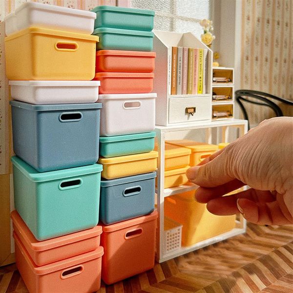 Kitchens Play Food 6pcsset 16 o 112 Miniature Dollhouse Box de almacenamiento Mini contenedor para Barbies Ob11 Muebles de casa de muñecas AC180W