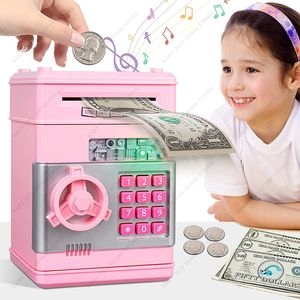 Cuisines Jouer à la nourriture ATM Tirelire pour garçons filles Mini boîte d'économie d'argent avec mot de passe Pot de sécurité pour enfants avec fente automatique pour billets 230925