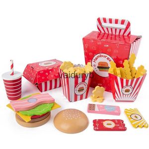 Keukens Speelvoedsel Babyspeelgoed Keukenspeelgoed Burger Set Real life Cosplay Monterssori Educatief Houten speelgoed voor ldren Party Game Kerstcadeauvaiduryb