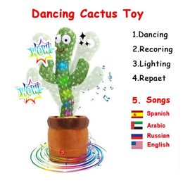 Les cuisines jouent à la nourriture chargée danseuse cactus brillant chapeau de danse usb / batterie swing fish répétiteur de danse parlante cactus espagnol palanchin bébé jouet s24516