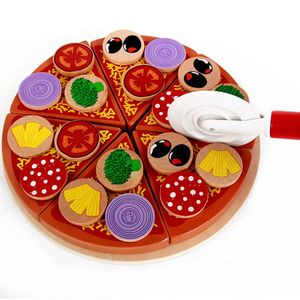 Les cuisines jouent à la nourriture enfant en bois Simulation Pizza tranche de fruits jouets de coupe faire semblant de jouer aux enfants mains sur la cuisine jouets éducatifs 231216