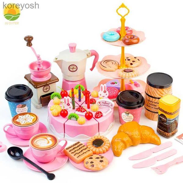 Cuisines jouer à la nourriture enfants nourriture jouet gâteau Simulation après-midi thé coupe ensemble enfants café semblant jeu jouer maison fille cuisine 3 ans cadeaux d'anniversaire L231104