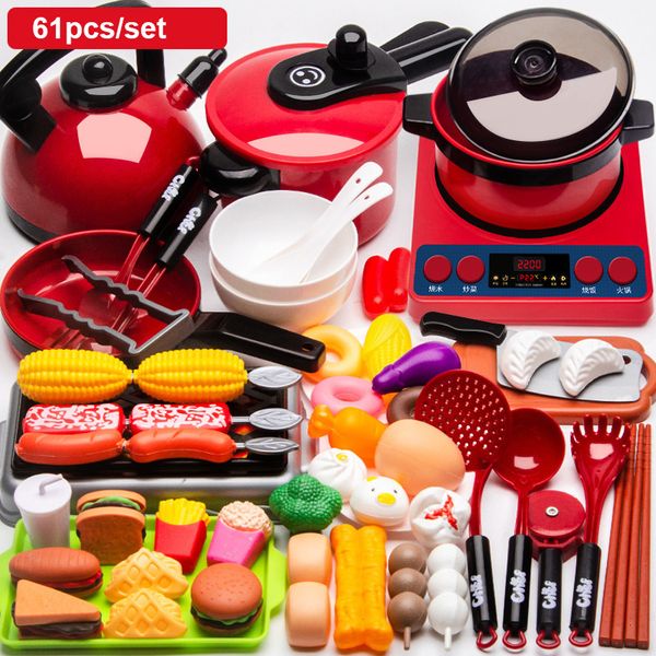 Cuisines Jouer Nourriture Enfants Cuisine Ustensiles De Cuisine Faire semblant De Jouer Ensemble Fruits Nourriture Jouets Simulation Cuisine Pot Pan Enfants Cuisine Jouets Pour Filles Poupée Nourriture Rouge 230720